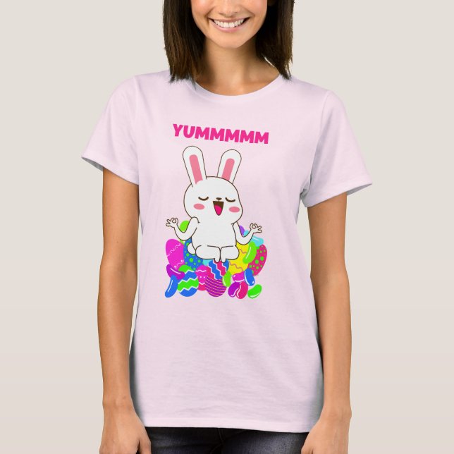 Yoga Påskhare meditate yum jelly beans candy T T Shirt (Framsida)