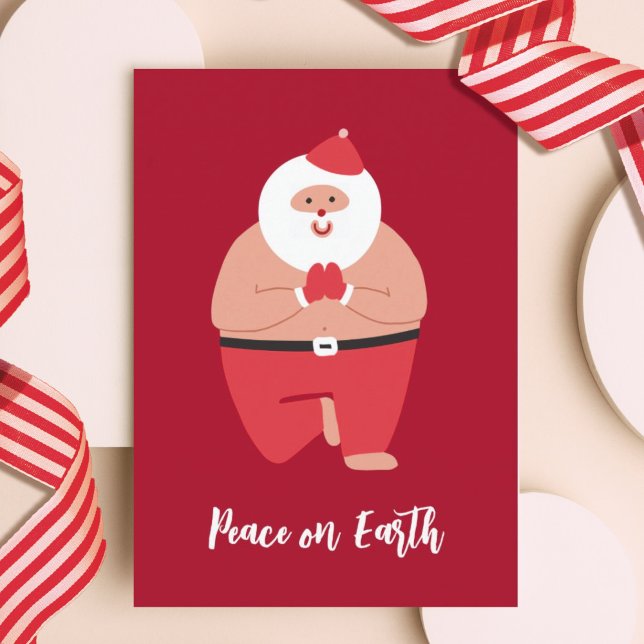 Yoga Peace on Earth Santa Helgdag Card Julkort (Skapare uppladdad)