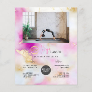 Yoga Photo Logotyp Abstrakt Watercolor Rosa Guld Flygblad