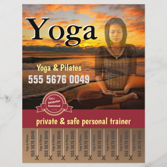 Yoga Pilates Fitness Trainer Small Business Flyer (Framsida)