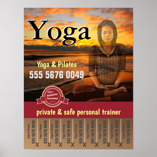 Yoga Pilates Fitness Trainer Small Business Flyer Poster (Framsidan)