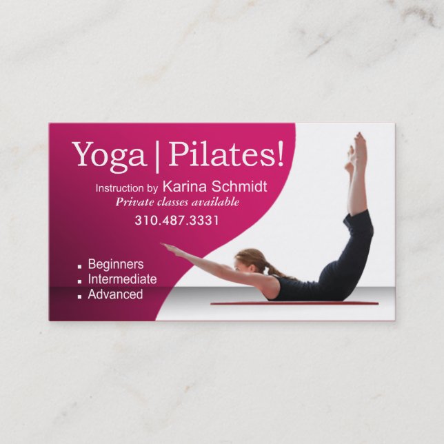 "Yoga | Pilates!", Pilates anvisning, Yoga Visitkort (Framsida)