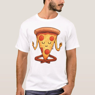 Yoga Pizza Slice Tecknad Design T Shirt