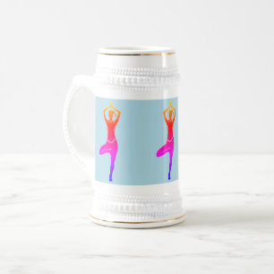 Yoga Pose - Blue & Guld Beer Stein Sejdel