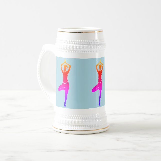 Yoga Pose - Blue & Guld Beer Stein Sejdel (Framsida vänster)