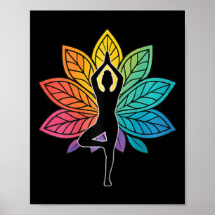 Yoga Pose Chakra Träd Silhuett Lotus Lance Meditat Poster