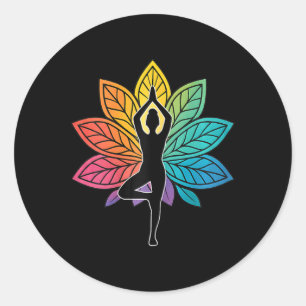 Yoga Pose Chakra Träd Silhuett Lotus Lance Meditat Runt Klistermärke