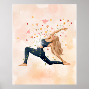 Yoga Pose Feminine Print Bild Poster väggkonst