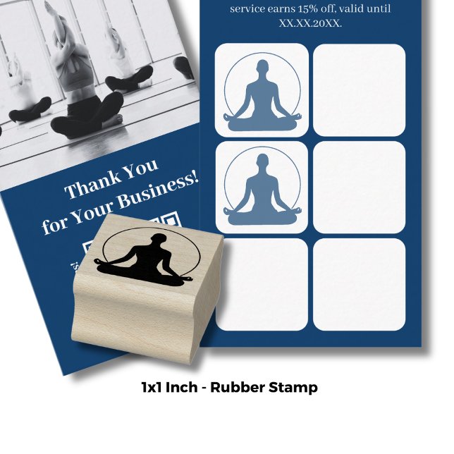 Yoga Pose - Förmånskortsdevalvering Stämpel (Custom Logo - Loyalty Card Devaluation Rubber Stamp)