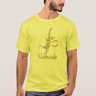 Yoga Pose handstående, om namaste gula t-shirts