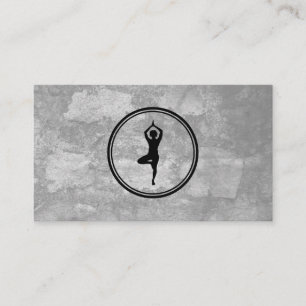 Yoga Pose Logotyp Grått Struktur Visitkort