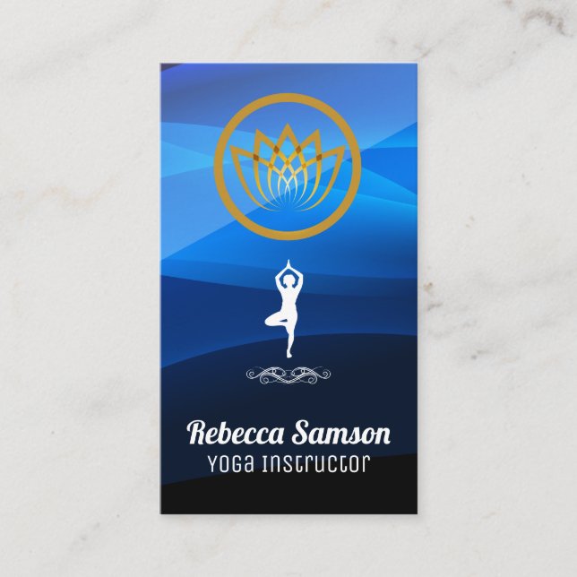 Yoga Pose Logotyp | Lotus Flower Visitkort (Framsida)