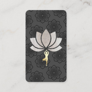 Yoga Pose Lotus Flower Mönster Visitkort