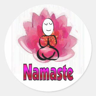 Yoga Pose med Lotus Flower "Namaste" Runt Klistermärke