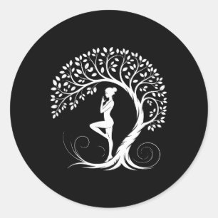 Yoga Pose Meditation Namaste Buddhism Träd Runt Klistermärke