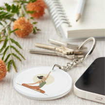 Yoga Pose Monoline Earthy Tones Acrylic Keychain