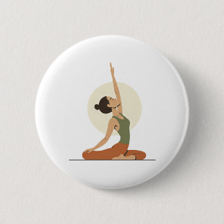 Yoga Pose Monoline Earthy Tones Button Knapp
