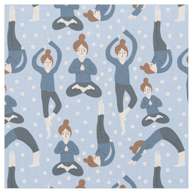 Yoga Pose Mönster Tyg (Närbild)