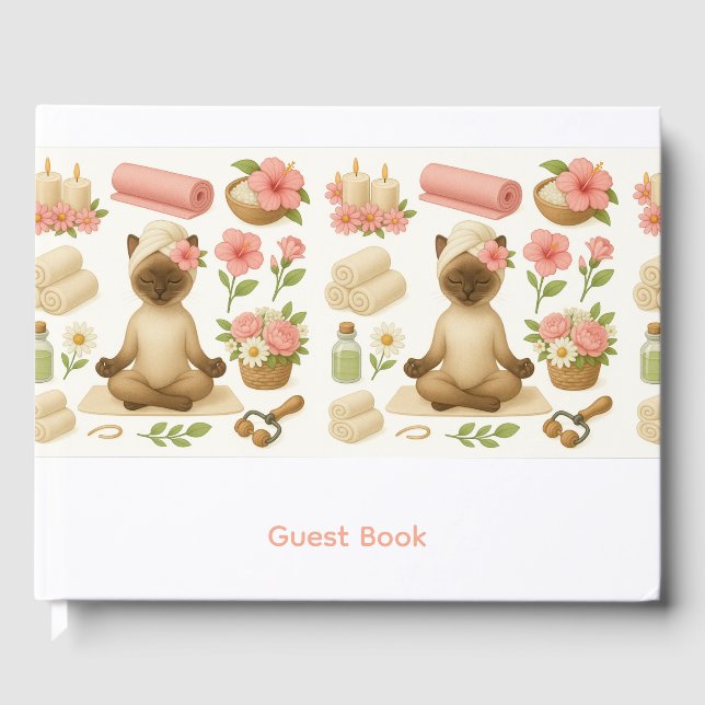 Yoga Pose Namaste för siamesisk Cat Lovers Gästböcker (Framsida)