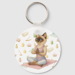 Yoga Pose Namaste för siamesisk Cat Lovers Nyckelring