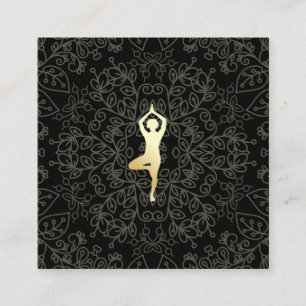 Yoga Pose Natural Mönster Fyrkantigt Visitkort