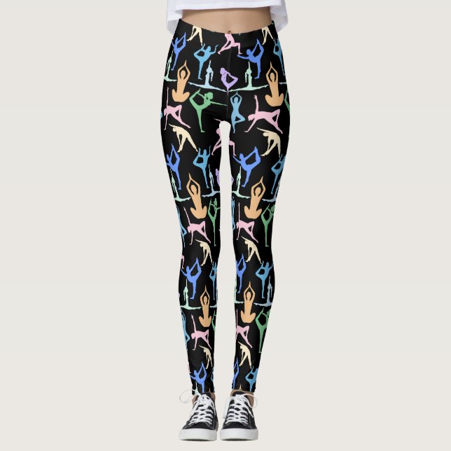 Yoga Pose Pastel Mönster 01.bx4 Leggings (Framsida)