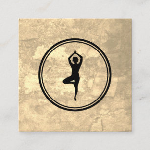 Yoga Pose Sepia Struktur Fyrkantigt Visitkort
