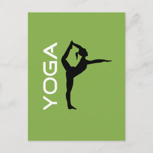 Yoga Pose Silhouette på Gröntens bakgrund Vykort