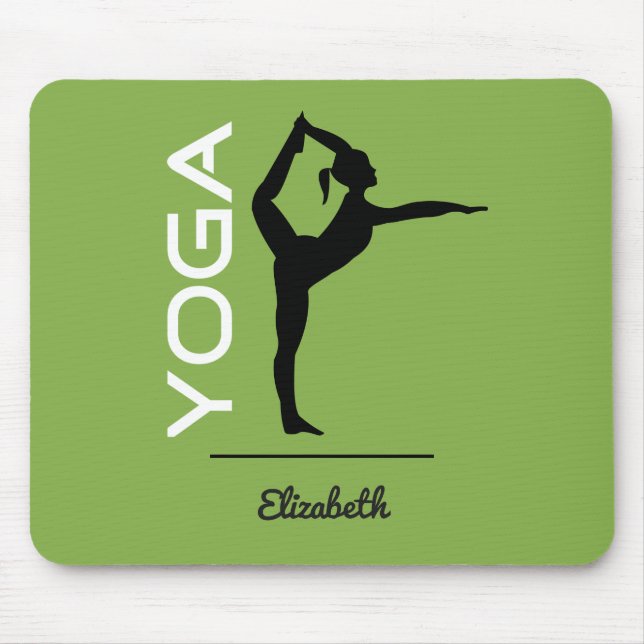 Yoga Pose Silhouette på Gröntens Personlig Musmatta (Framsidan)