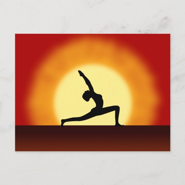 Yoga Pose Silhouette Sunrise-kort Vykort (Framsida)