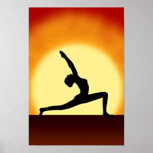 Yoga Pose Silhouette Sunrise Porträtt Art Prints Poster