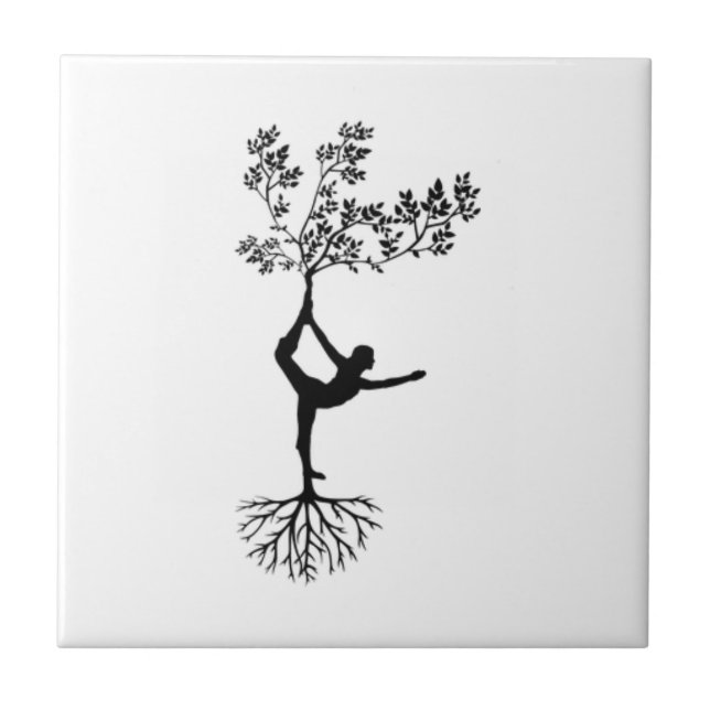 Yoga Pose Träd Roots Ceramic Photo Tile Kakelplatta (Framsidan)