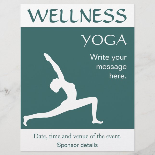 Yoga Pose White Silhouette Aqua Blue Teal Flyers (Framsidan)