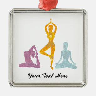 Yoga poserar (anpassadet) julgransprydnad metall