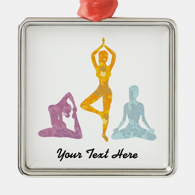 Yoga poserar (anpassadet) julgransprydnad metall (Framsidan)