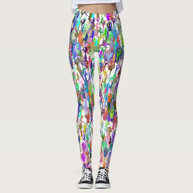 Yoga poserar designdamasker leggings (Framsida)