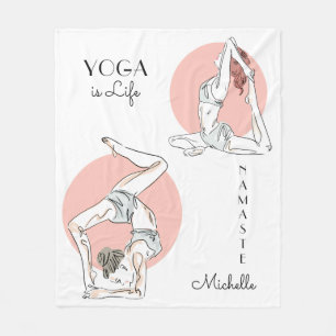 Yoga poserar filten för anpassningsbarnamn- & fleecefilt