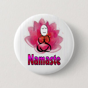 Yoga poserar med lotusblommablomman "Namaste ", Knapp