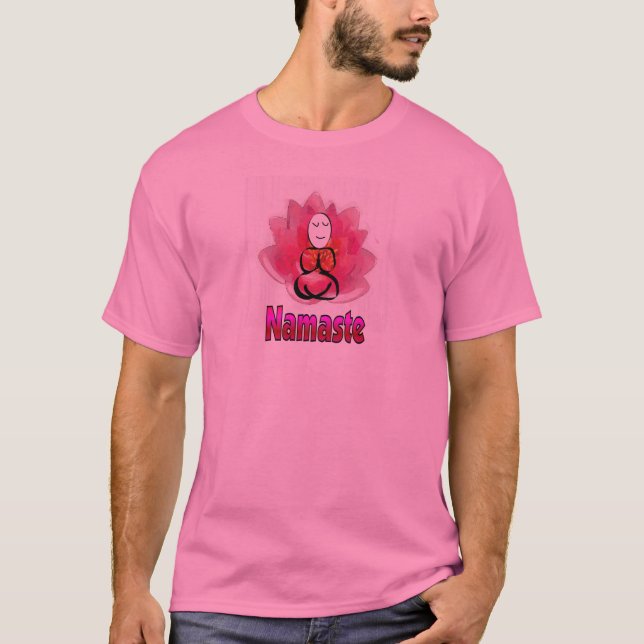 Yoga poserar med lotusblommablomman "Namaste ", T-shirt (Framsida)