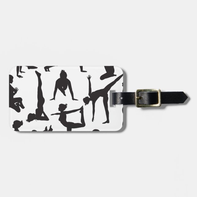 Yoga poserar silhouettes bagagebricka (Horisontell Framsida)