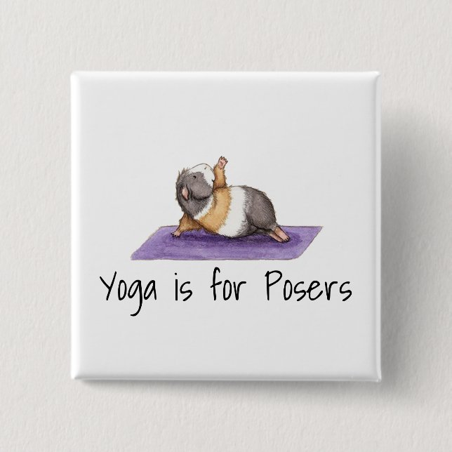 Yoga Posers Funny Guinea Gris Knapp (Framsida)
