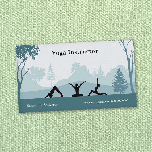 Yoga Poses & Ligcape - Yoga Instructor Visitkort (Yoga Poses & Landscape - Yoga Instructor Business Card)