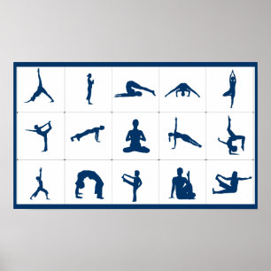 Yoga Poses Livets träd, Lotus & More Chart Poster