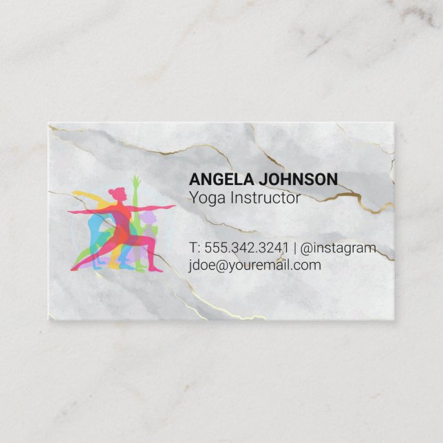 Yoga Poses Logotyp | Marble Visitkort (Framsida)