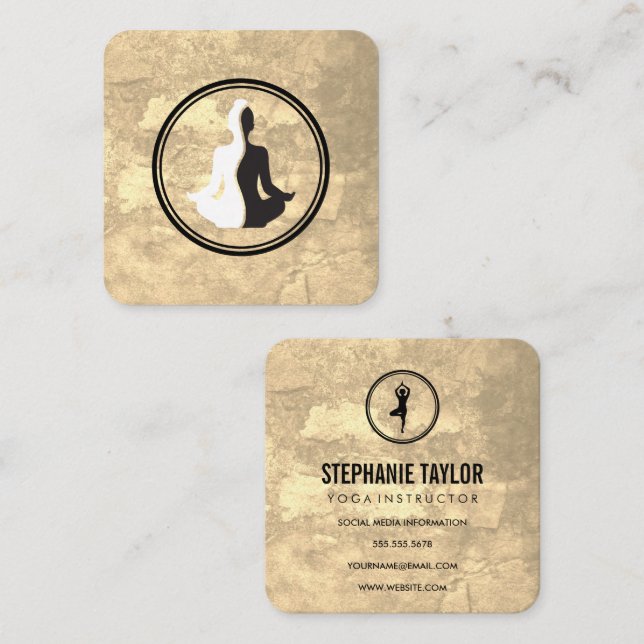 Yoga Poses | Meditation Fyrkantigt Visitkort (Fram/baksida)