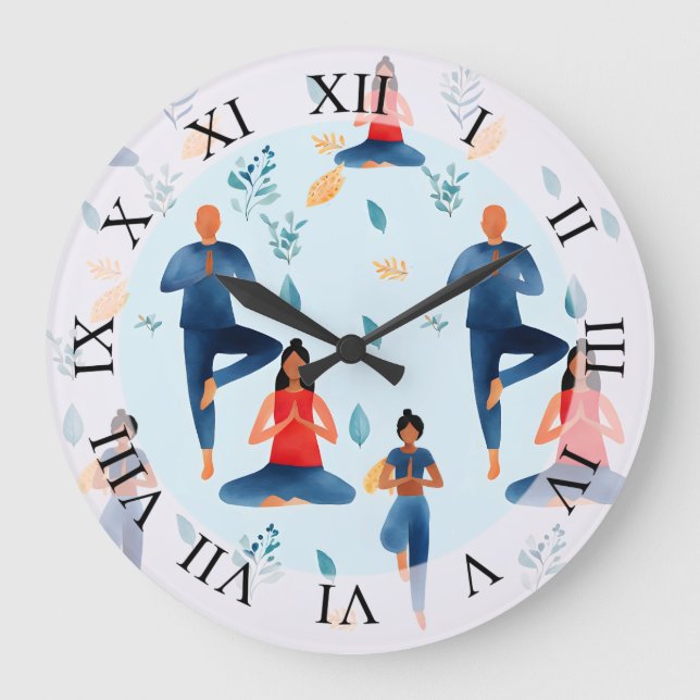 Yoga Poses, Meditation, New Age Art Stor Klocka (Framsida)