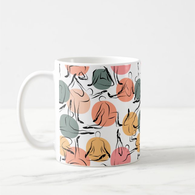 Yoga poses pattern | Yoga seamless pattern 13 Kaffemugg (Vänster)