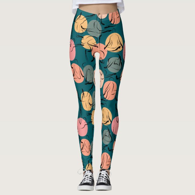 Yoga poses pattern | Yoga seamless pattern 23 Leggings (Framsida)