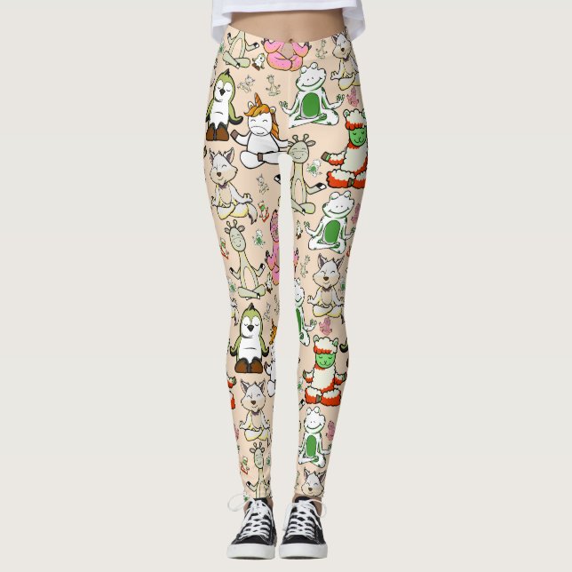 Yoga poses pattern | Yoga seamless pattern 52 Leggings (Framsida)