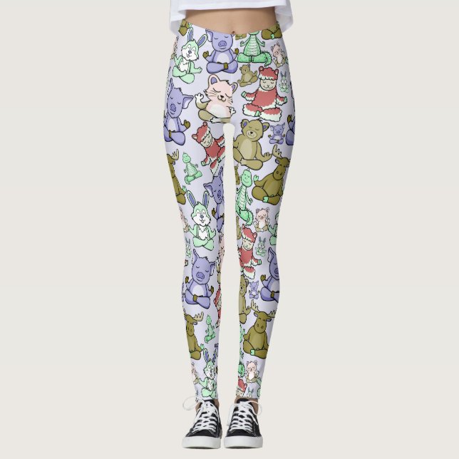 Yoga poses pattern | Yoga seamless pattern 60 Leggings (Framsida)